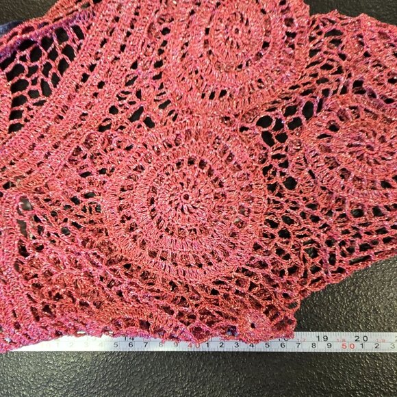 NWT Vintage Zashi Sea Coral Metallic Crochet Cardigan Y2K Cottage Fairy Gypsy Sw - Picture 8 of 10